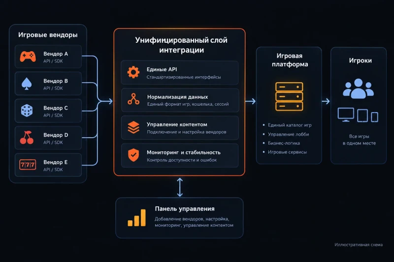 Схема агрегации игрового контента: унифицированный слой интеграции для быстрого подключения новых вендоров
