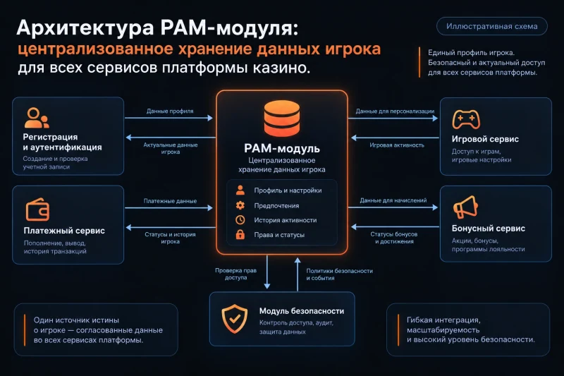 Архитектура PAM-модуля: централизованное хранение данных игрока для всех сервисов платформы казино
