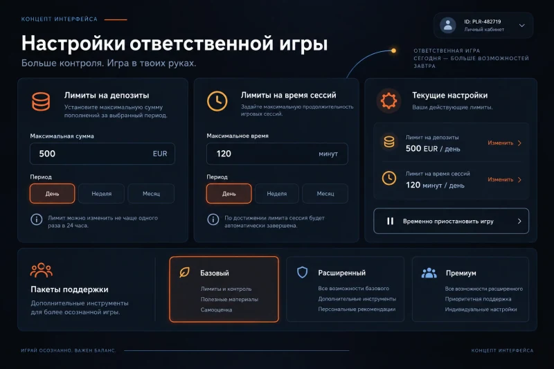 Настройки ответственной игры в личном кабинете игрока: установка лимитов на депозиты и время сессий