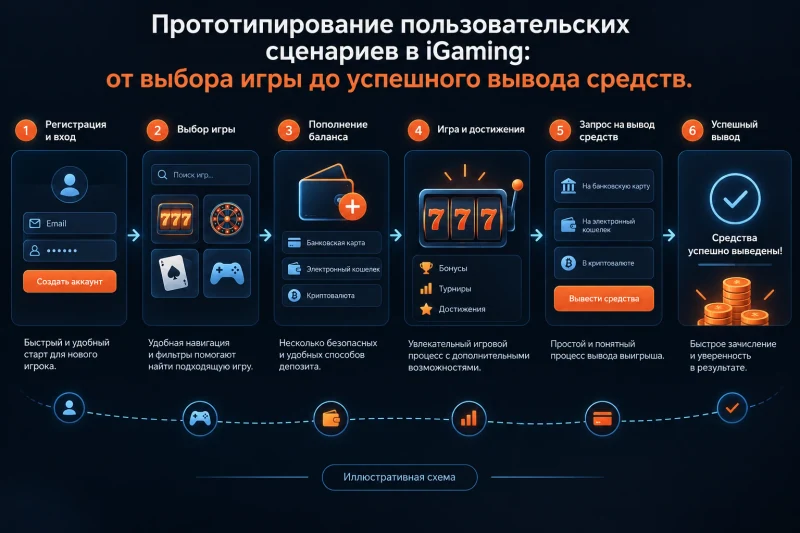 Прототипирование пользовательских сценариев в iGaming: от выбора игры до успешного вывода средств